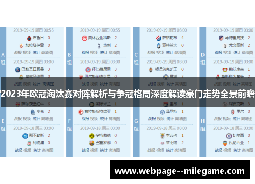 2023年欧冠淘汰赛对阵解析与争冠格局深度解读豪门走势全景前瞻